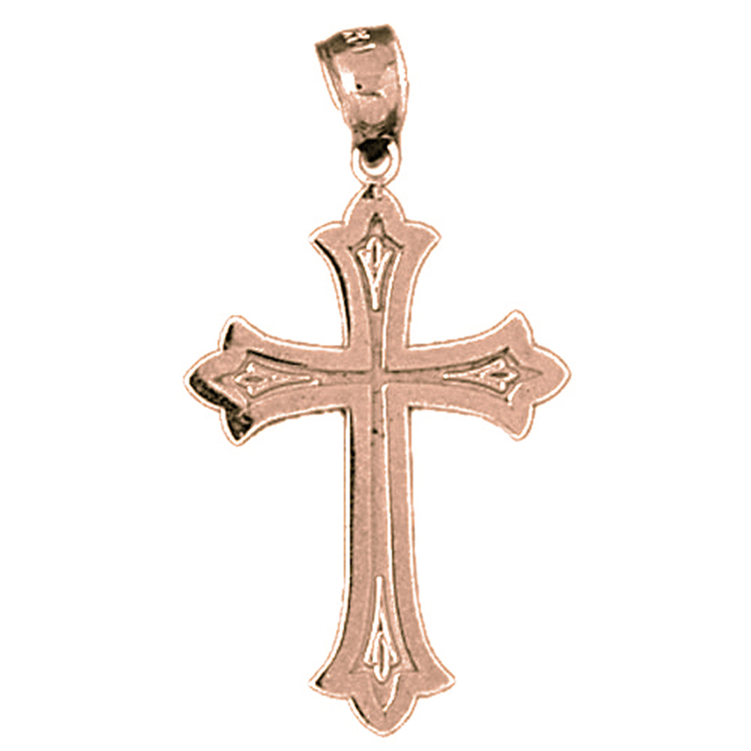 14K or 18K Gold Budded Cross Pendant