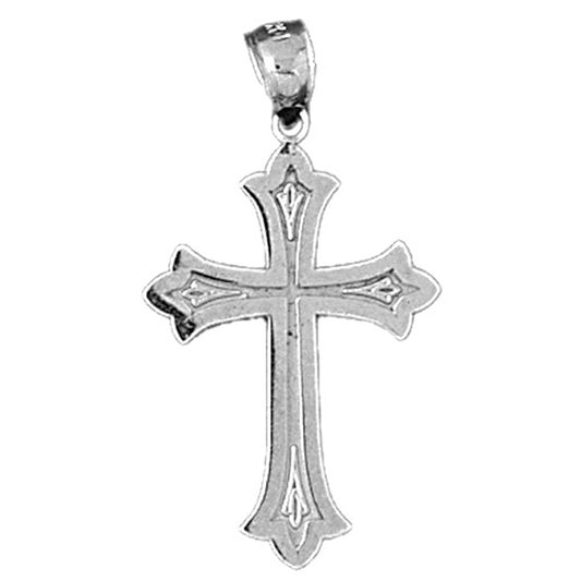 14K or 18K Gold Budded Cross Pendant