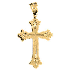 14K or 18K Gold Budded Cross Pendant