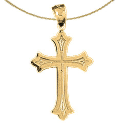 14K or 18K Gold Budded Cross Pendant