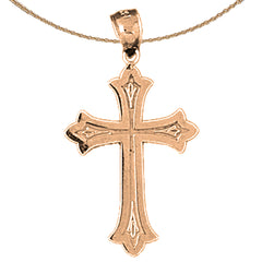 14K or 18K Gold Budded Cross Pendant