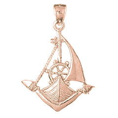 10K, 14K or 18K Gold Sailboat With Anchor Pendant