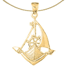 10K, 14K or 18K Gold Sailboat With Anchor Pendant