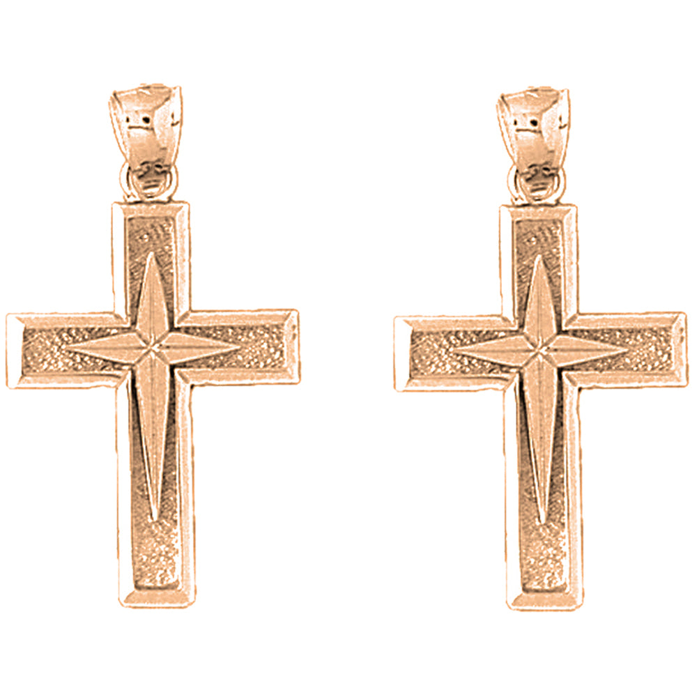 14K or 18K Gold 33mm Latin Cross Earrings