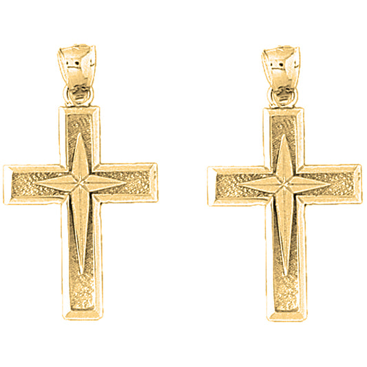 14K or 18K Gold 33mm Latin Cross Earrings