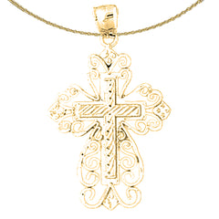 14K or 18K Gold Floral Cross Pendant