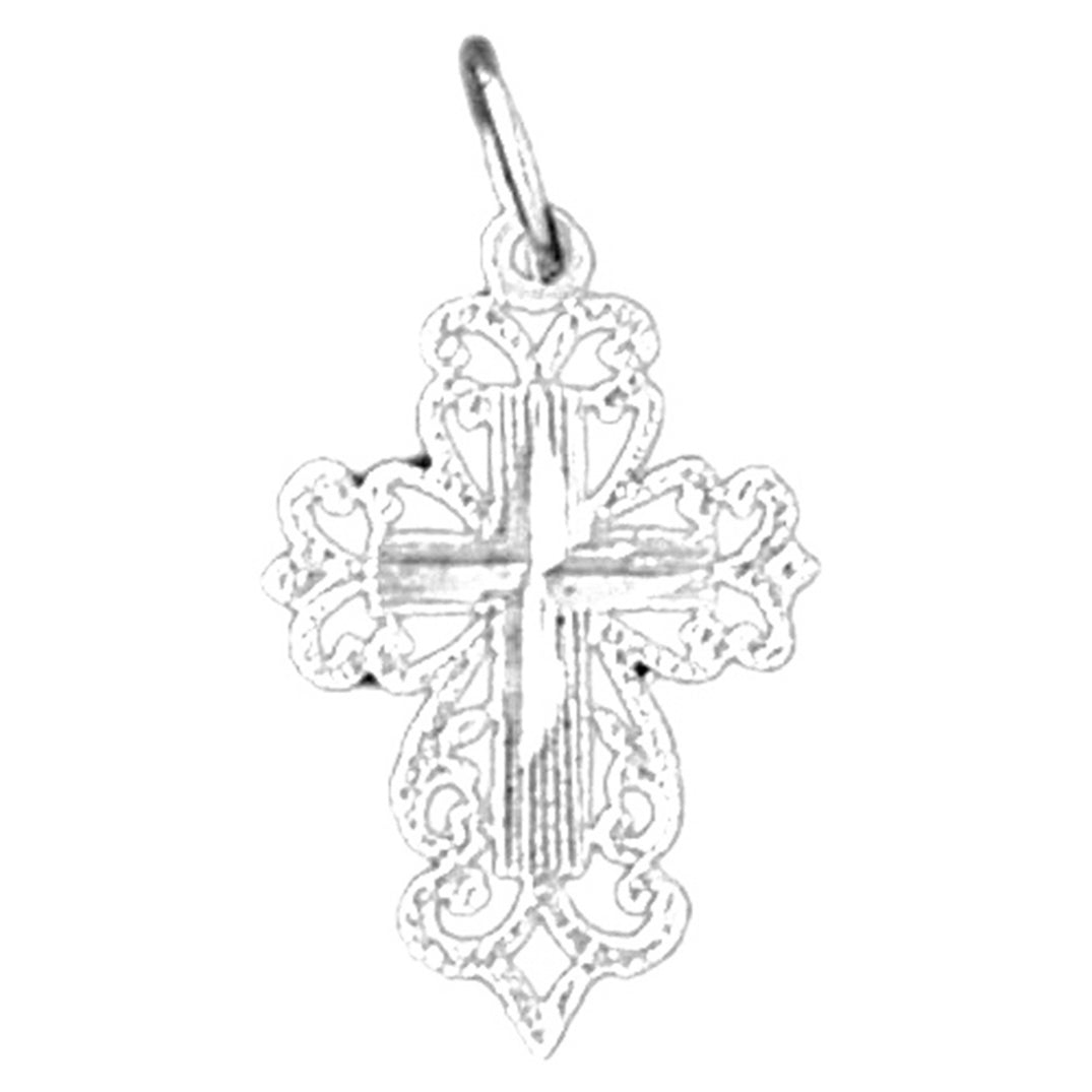 14K or 18K Gold Floral Cross Pendant