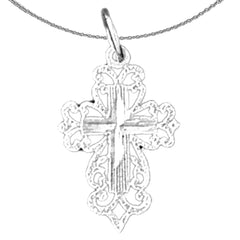 14K or 18K Gold Floral Cross Pendant