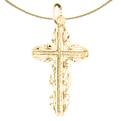 14K or 18K Gold Floral Cross Pendant