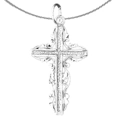 14K or 18K Gold Floral Cross Pendant