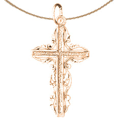 14K or 18K Gold Floral Cross Pendant