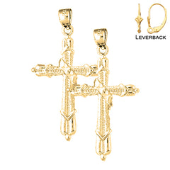 Sterling Silver 40mm Methodist Cross Earrings (White or Yellow Gold Plated)