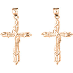 14K or 18K Gold 40mm Methodist Cross Earrings