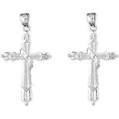 Sterling Silver 40mm Methodist Cross Earrings