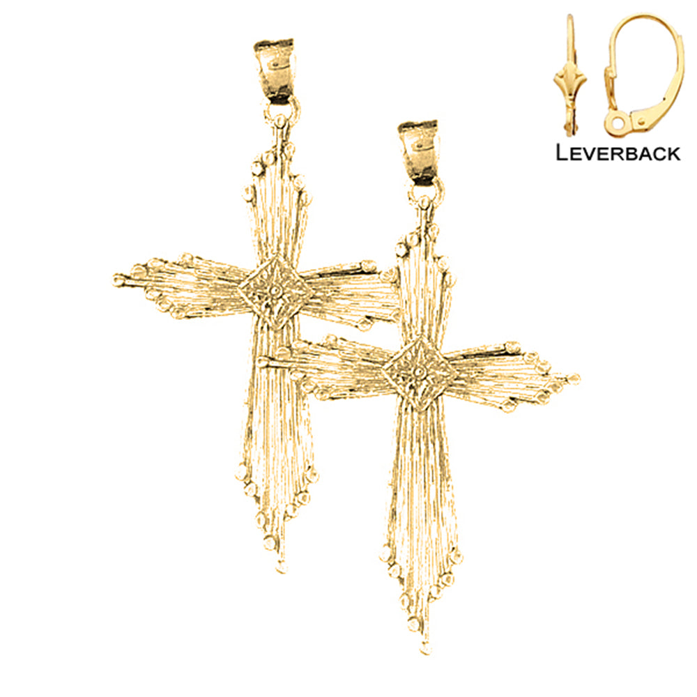 14K or 18K Gold Other Cross Earrings