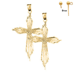 Sterling Silver 59mm Other Cross Earrings (White or Yellow Gold Plated)