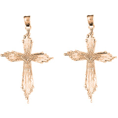 14K or 18K Gold 59mm Other Cross Earrings