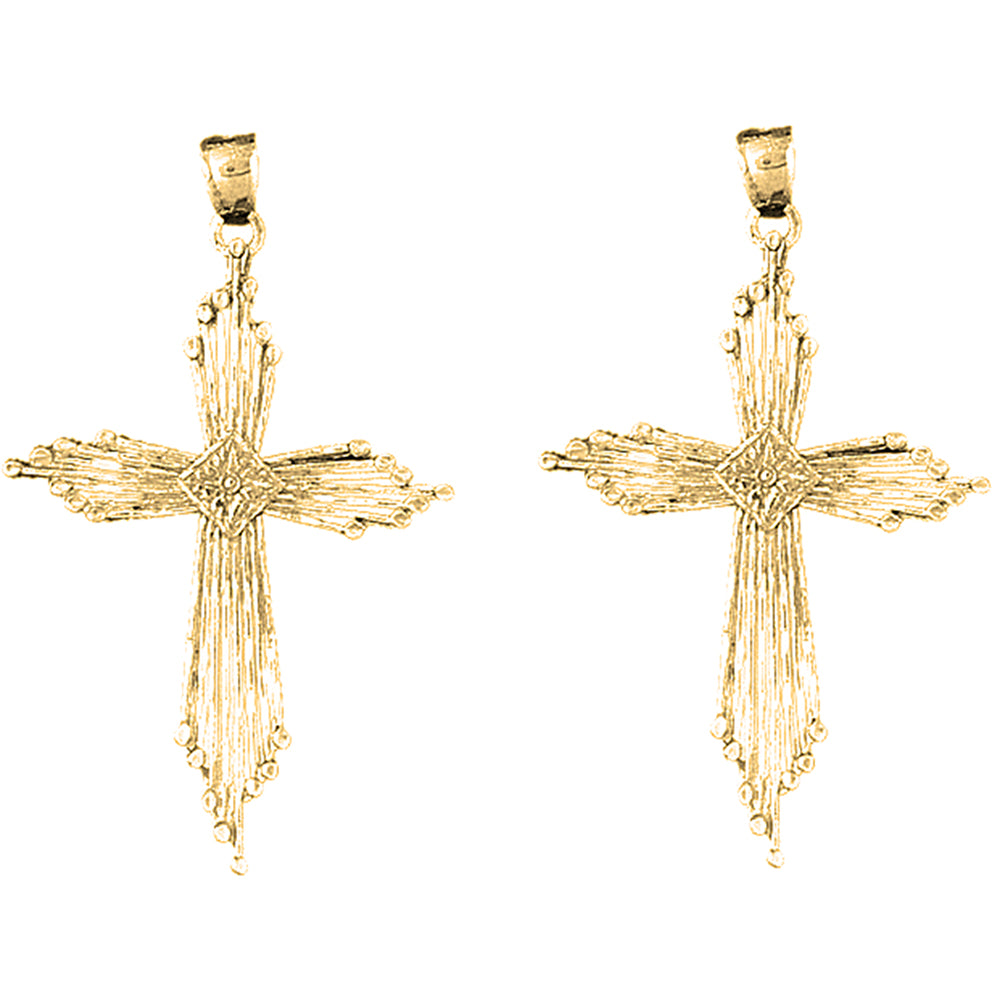 14K or 18K Gold 59mm Other Cross Earrings