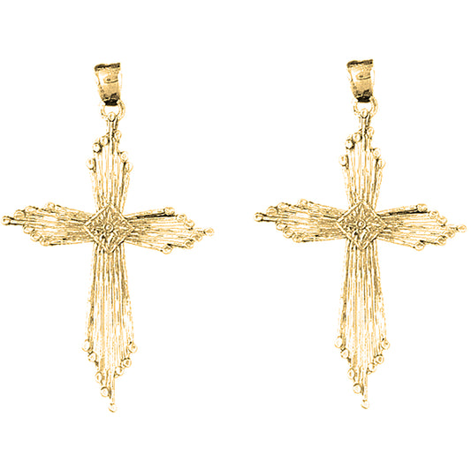 Yellow Gold-plated Silver 59mm Other Cross Earrings