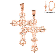 14K oder 18K Gold Florale Kreuz Ohrringe