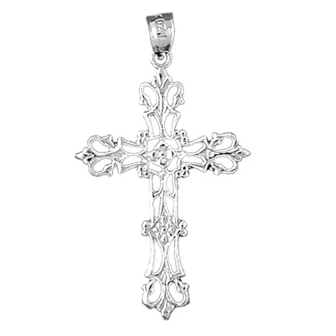 14K or 18K Gold Floral Cross Pendant