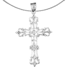 14K or 18K Gold Floral Cross Pendant