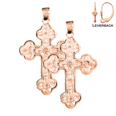 14K oder 18K Gold Florale Kreuz Ohrringe