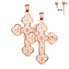 14K or 18K Gold Floral Cross Earrings