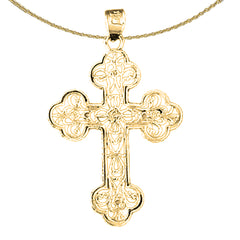 14K or 18K Gold Floral Cross Pendant