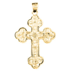 14K or 18K Gold Floral Cross Pendant