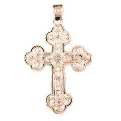 14K or 18K Gold Floral Cross Pendant