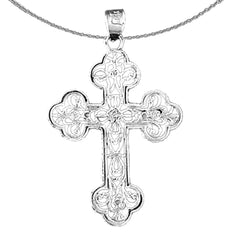 14K or 18K Gold Floral Cross Pendant