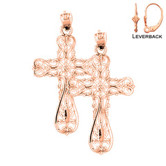 14K or 18K Gold Floral Cross Earrings