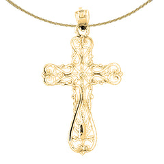 14K or 18K Gold Floral Cross Pendant