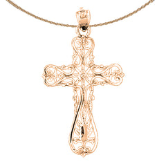 14K or 18K Gold Floral Cross Pendant