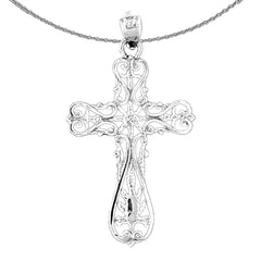 14K or 18K Gold Floral Cross Pendant