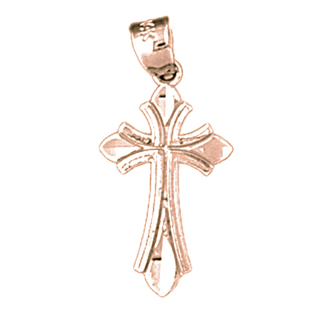 14K or 18K Gold Budded Cross Pendant