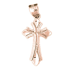 14K or 18K Gold Budded Cross Pendant