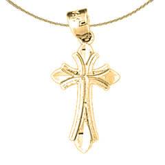 14K or 18K Gold Budded Cross Pendant