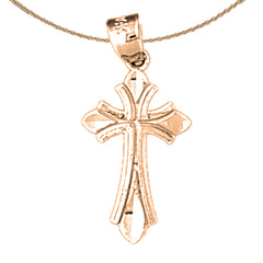 14K or 18K Gold Budded Cross Pendant