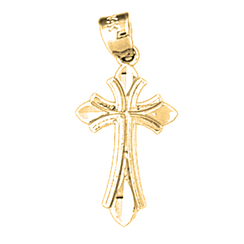 14K or 18K Gold Budded Cross Pendant