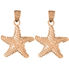 14K or 18K Gold 27mm Starfish Earrings