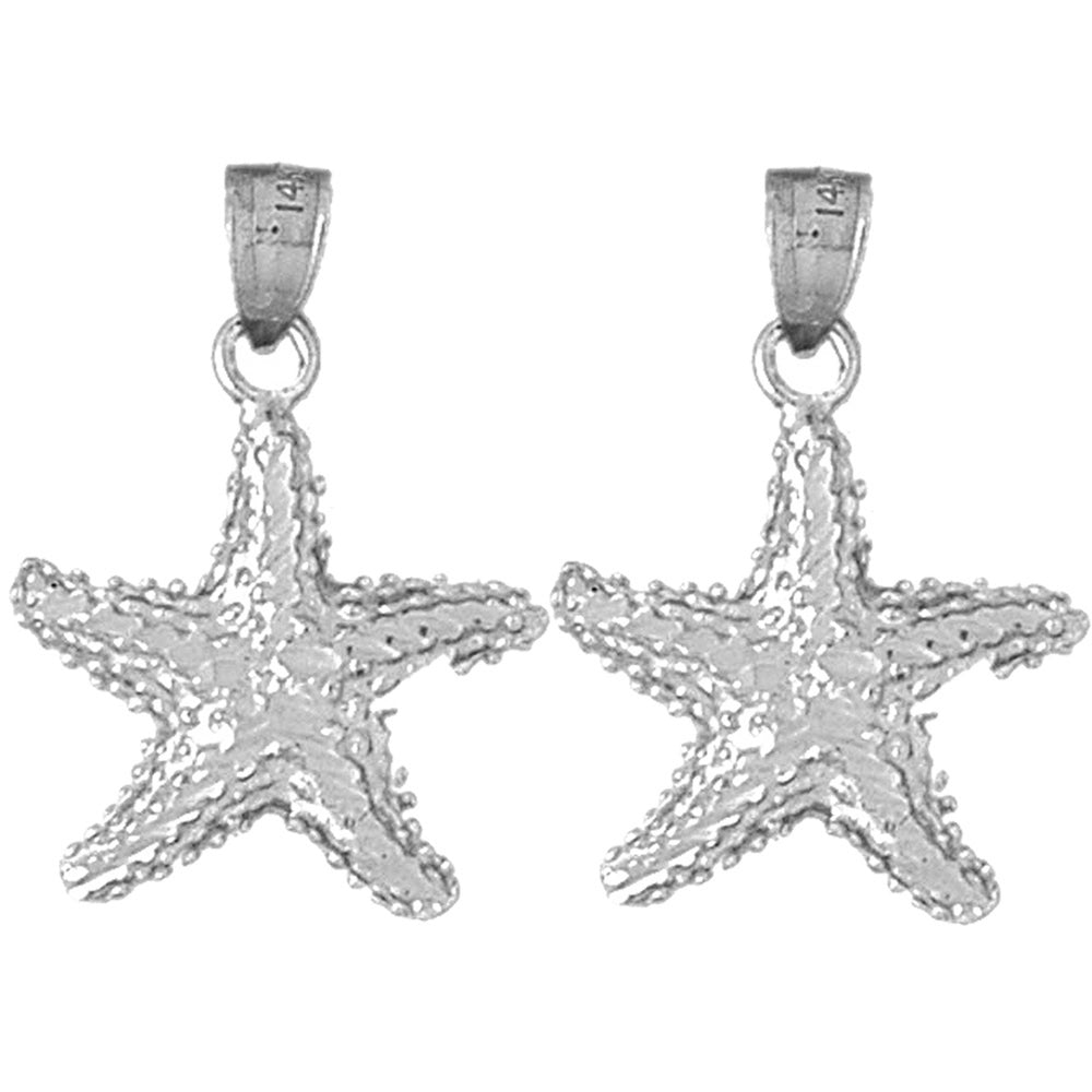 14K or 18K Gold 27mm Starfish Earrings