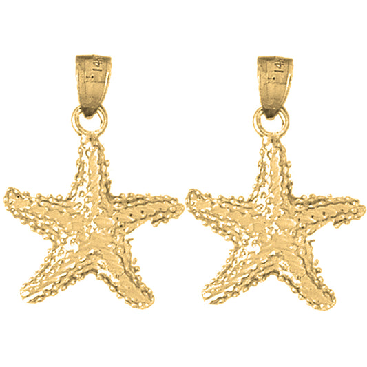 Yellow Gold-plated Silver 27mm Starfish Earrings