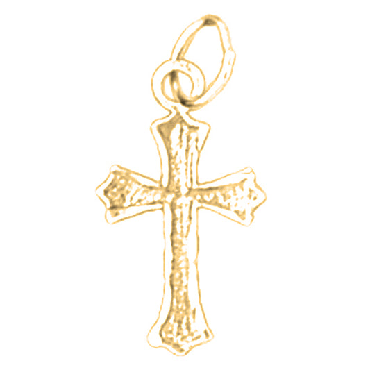 14K or 18K Gold Budded Cross Pendant