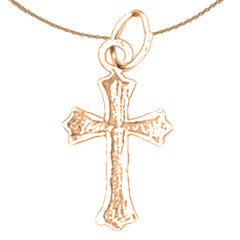 14K or 18K Gold Budded Cross Pendant