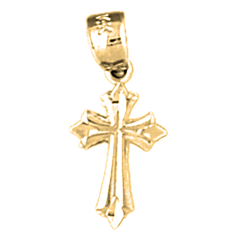 14K or 18K Gold Budded Cross Pendant