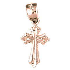 14K or 18K Gold Budded Cross Pendant