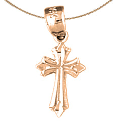 14K oder 18K Gold Knospenkreuz Anhänger