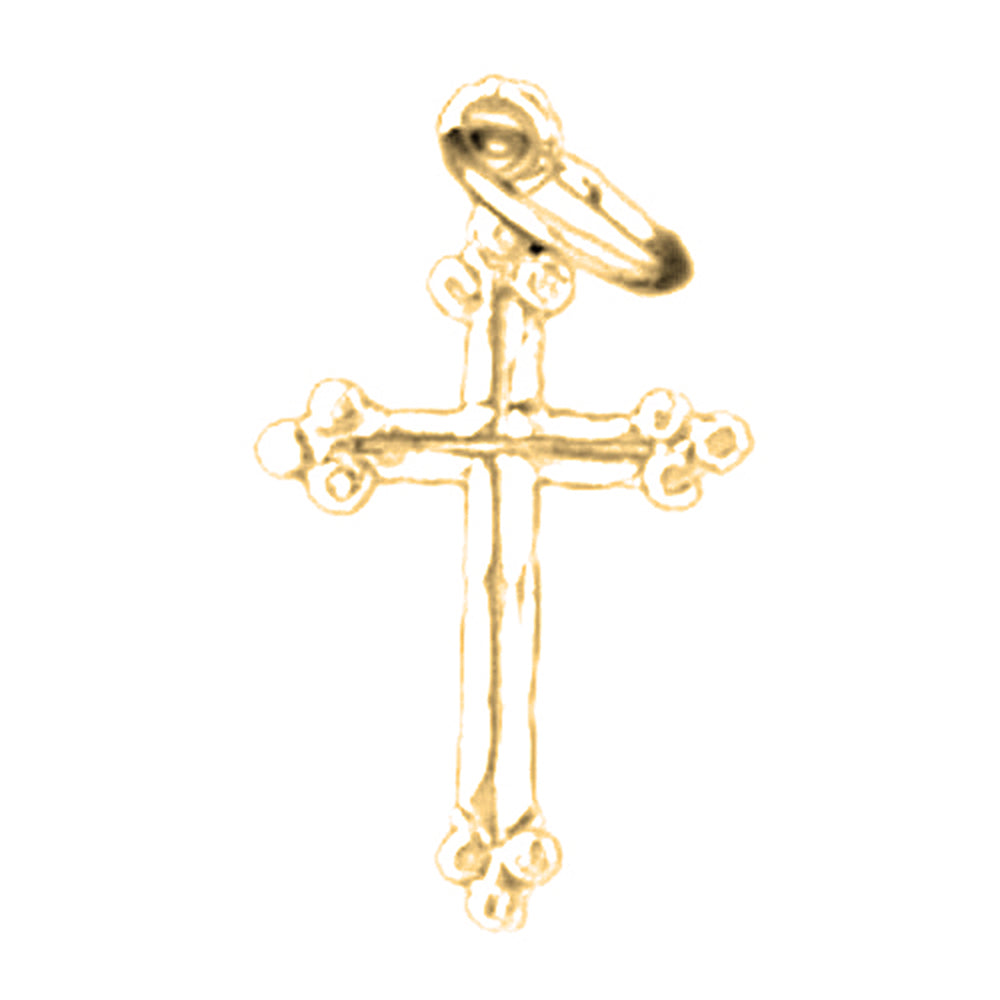 14K or 18K Gold Budded Cross Pendant